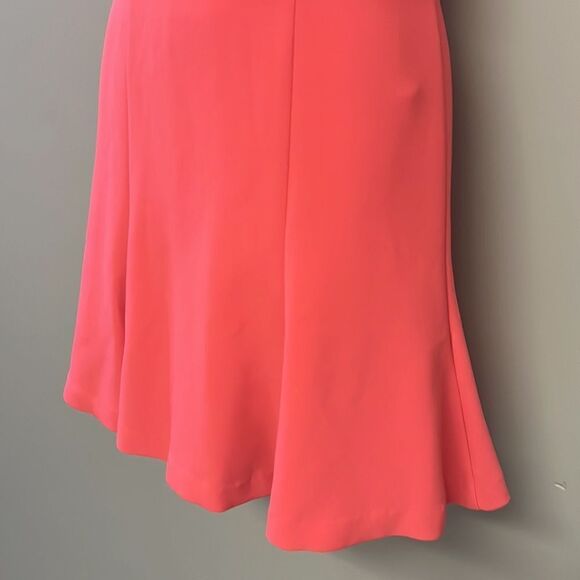 bebe Coral Sleeveless Scalloped Detail Flare Dress w/ High Neck & Pleats- Size 4 - Picture 4 of 16